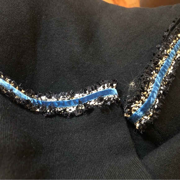 NWT MAJE Black Short Sleeve Sweater Top w/ Blue Frills  NWT $265  Size 1 or M - Picture 6 of 6